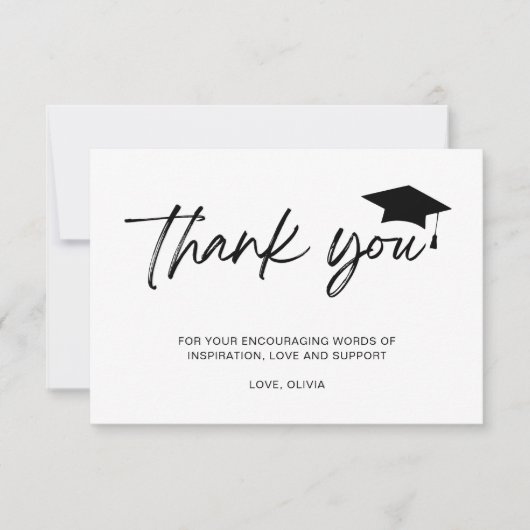Minimalistisch script-Afstuderen Bedankkaart (Voorkant)