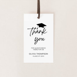 Minimalistisch script Afstuderen bedankt Cadeaulabel