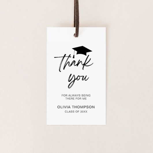Minimalistisch script Afstuderen bedankt Cadeaulabel