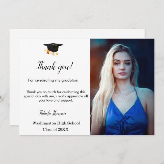 Minimalistisch Script-afstuderen - dank u uw beric Bedankkaart (Voorkant / Achterkant)