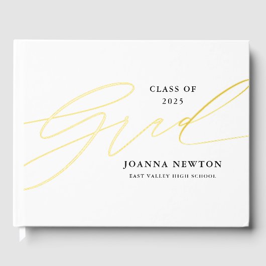 Minimalistisch Script Afstuderen Folie gastenboek (Voorkant)