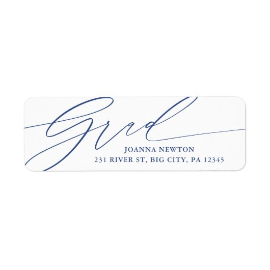 Minimalistisch script Afstuderen retour adres labe Etiket (Voorkant)