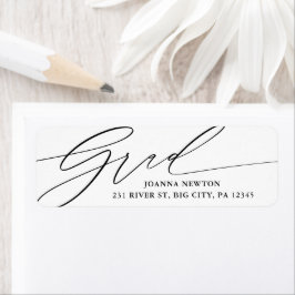 Minimalistisch script Afstuderen retour adres labe Etiket