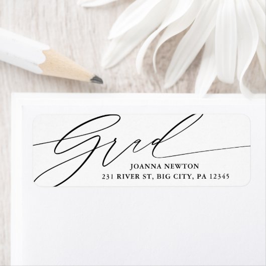 Minimalistisch script Afstuderen retour adres labe Etiket (Insitu)