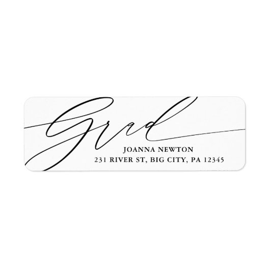Minimalistisch script Afstuderen retour adres labe Etiket (Voorkant)