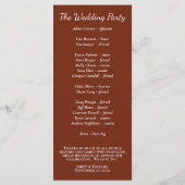 Minimalistisch Script Amber Roestig Rood Programma Programmakaart (Achterkant)