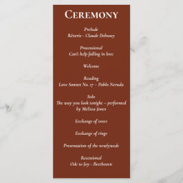 Minimalistisch Script Amber Roestig Rood Programma Programmakaart