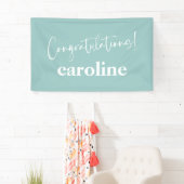 Minimalistisch Script Aqua Blau Aangepaste Gelukwe Spandoek (Insitu)