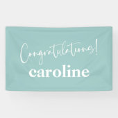 Minimalistisch Script Aqua Blau Aangepaste Gelukwe Spandoek (Horizontaal)