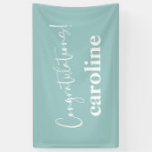 Minimalistisch Script Aqua Blau Aangepaste Gelukwe Spandoek (Verticaal)
