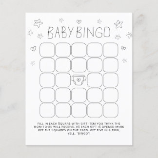 Minimalistisch Script Baby Bingo Baby shower spel