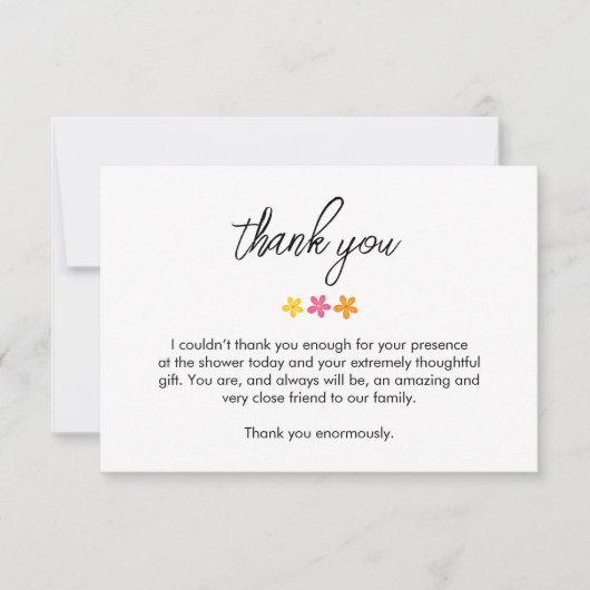 Minimalistisch Script Baby shower Coördineren Bedankkaart (Voorkant)