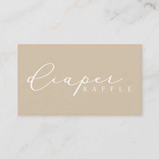 Minimalistisch Script Baby shower Luier Raffle Kaa Plaatskaartje (Voorkant)