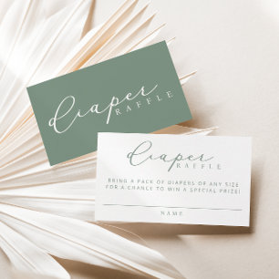 Minimalistisch Script Baby shower Luier Raffle Kaa Plaatskaartje