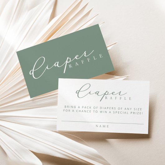 Minimalistisch Script Baby shower Luier Raffle Kaa Plaatskaartje
