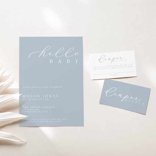 Minimalistisch Script Baby shower Luier Raffle Kaa Plaatskaartje