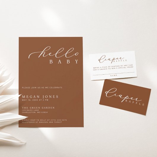 Minimalistisch Script Baby shower Luier Raffle Kaa Plaatskaartje