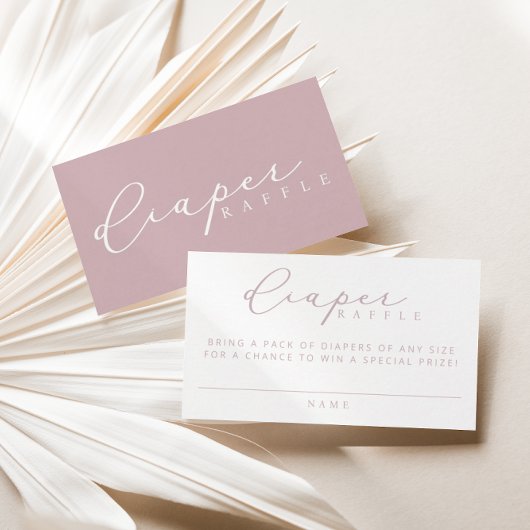 Minimalistisch Script Baby shower Luier Raffle Kaa Plaatskaartje