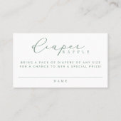 Minimalistisch Script Baby shower Luier Raffle Kaa Plaatskaartje (Achterkant)