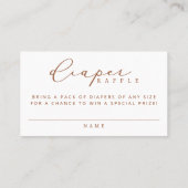 Minimalistisch Script Baby shower Luier Raffle Kaa Plaatskaartje (Achterkant)