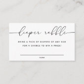 Minimalistisch script Baby shower Luier Raffle tic Informatiekaartje (Voorkant)