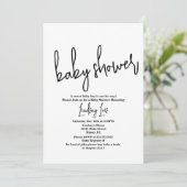Minimalistisch script Baby shower Sprinkle Black W Kaart (Staand voorkant)