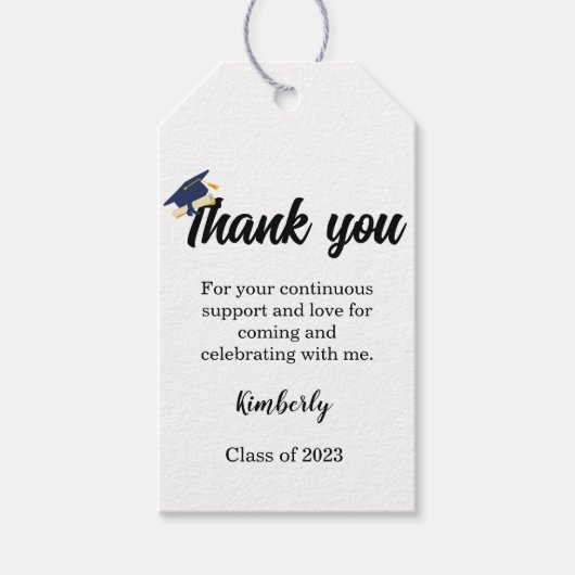 Minimalistisch script bedankt Graduation party Cadeaulabel (Voorkant)