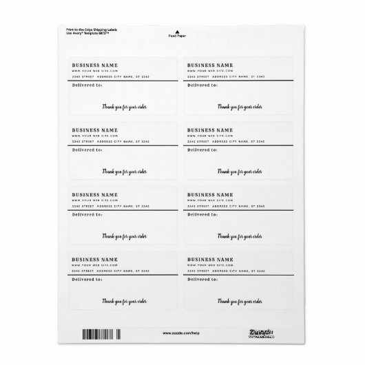 Minimalistisch script bedankt uw zakelijk mailingl etiket (Full Sheet)