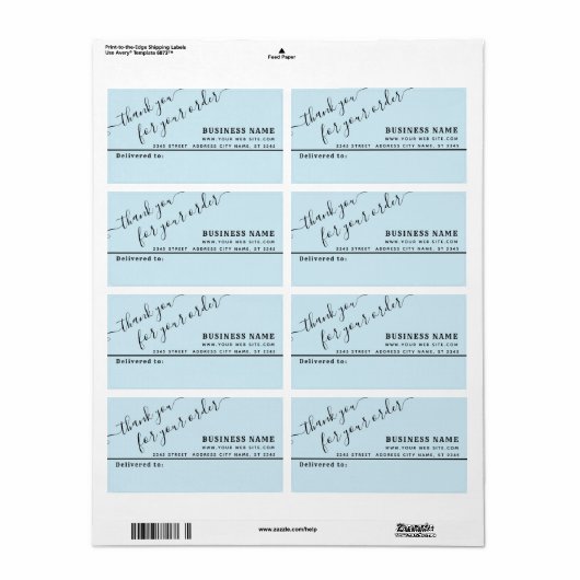 Minimalistisch script bedankt uw zakelijk mailingl etiket (Full Sheet)