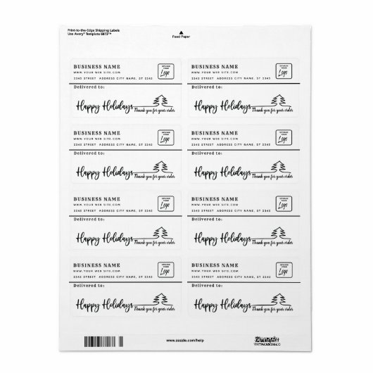 Minimalistisch script bedankt uw zakelijk mailingl etiket (Full Sheet)