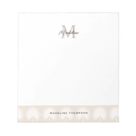 Minimalistisch Script Beige Anahaw Leaves Monogram Notitieblok