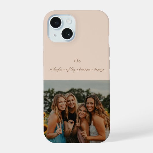 Minimalistisch script beige BFFS-foto iPhone 15 Case (Achterkant)