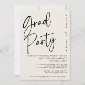 Minimalistisch script Beige Boho Graduation Party Kaart (Voorkant)