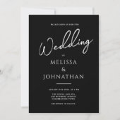 Minimalistisch Script Black Clean Elegant Wedding Kaart (Voorkant)