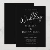 Minimalistisch Script Black Clean Elegant Wedding Kaart (Voorkant / Achterkant)