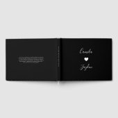 Minimalistisch Script Black en White Heart Wedding Gastenboek (Volledig)