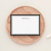 Minimalistisch Script Black Two Border Monogram Notitiekaartje