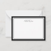 Minimalistisch Script Black Two Border Monogram Notitiekaartje (Voorkant)