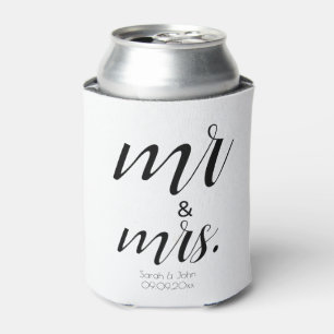 Minimalistisch Script Black & White Mr & Mrs Weddi Blikjeskoeler
