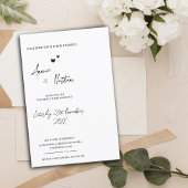 Minimalistisch Script Black White Wedding Invitati Briefkaart