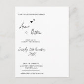 Minimalistisch Script Black White Wedding Invitati Briefkaart (Voorkant)