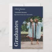 Minimalistisch script blauw afstuderen aankondiging (Voorkant)