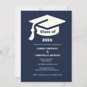 Minimalistisch script blauw afstuderen aankondiging (Achterkant)