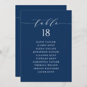 Minimalistisch Script Blauw Zitschema Tafelnummer (Voorkant / Achterkant)