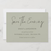 Minimalistisch Script Bleek Sage Save the Evening Kaart (Voorkant)