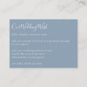 Minimalistisch script Boho Dusty Blue Wedding Cust Informatiekaartje (Voorkant)