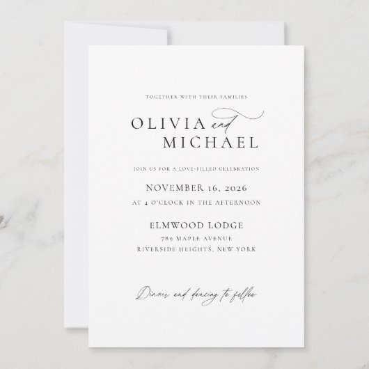 Minimalistisch script Boho foto bruiloft Kaart (Achterkant)