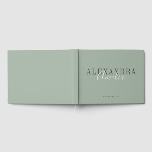 Minimalistisch script Boho Sage Green Custom Busin Gastenboek (Volledig)