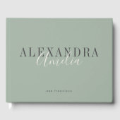Minimalistisch script Boho Sage Green Custom Busin Gastenboek (Voorkant)