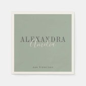 Minimalistisch script Boho Sage Green Custom Busin Servet (Voorkant)